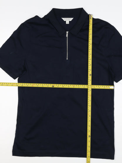 Autograph Men’s Blue M Supima Cotton 1/4 Zip Short Sleeve Polo