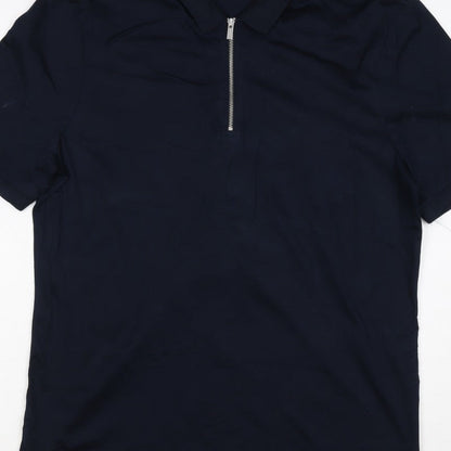 Autograph Men’s Blue M Supima Cotton 1/4 Zip Short Sleeve Polo