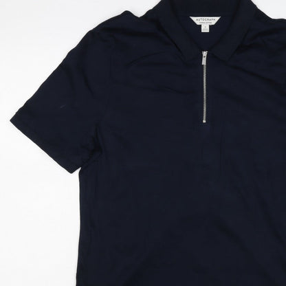 Autograph Men’s Blue M Supima Cotton 1/4 Zip Short Sleeve Polo