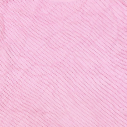 Marks and Spencer Women Pink L Open Knit Crew Neck Jumper