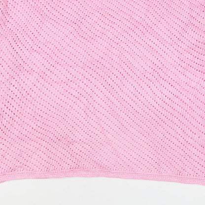 Marks and Spencer Women Pink L Open Knit Crew Neck Jumper
