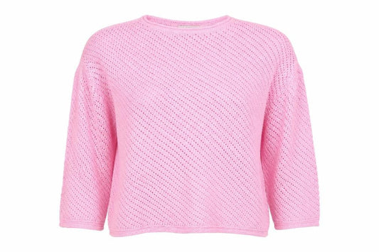 Marks and Spencer Women Pink L Open Knit Crew Neck Jumper