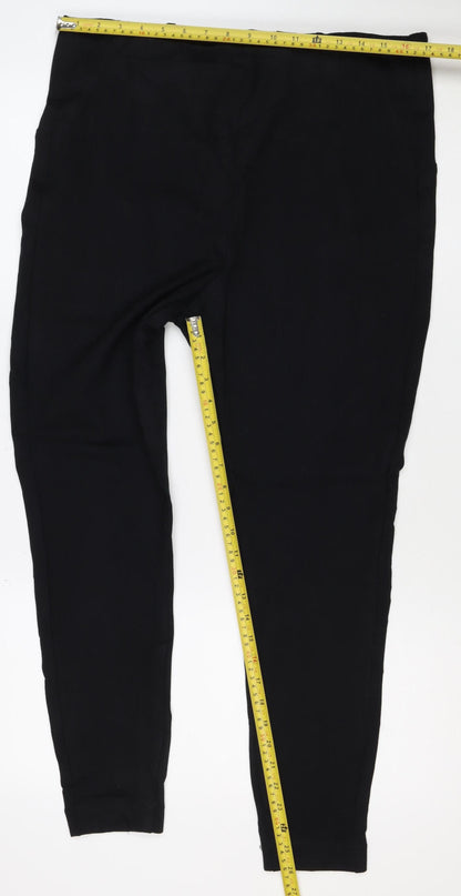 Marks and Spencer Women Black Size 18 Regular Straight Trousers