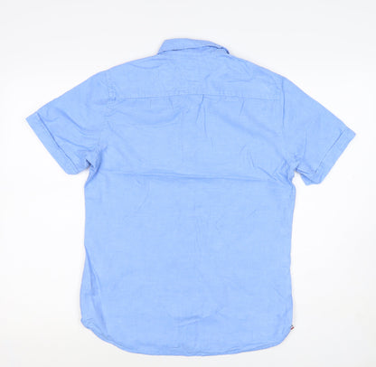Tommy Hilfiger Men's Blue XS Cotton Linen Short Sleeve Button-Up Shirt