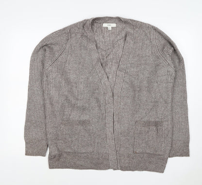 Marks and Spencer Women Beige M Alpaca Blend Open Knit Cardigan