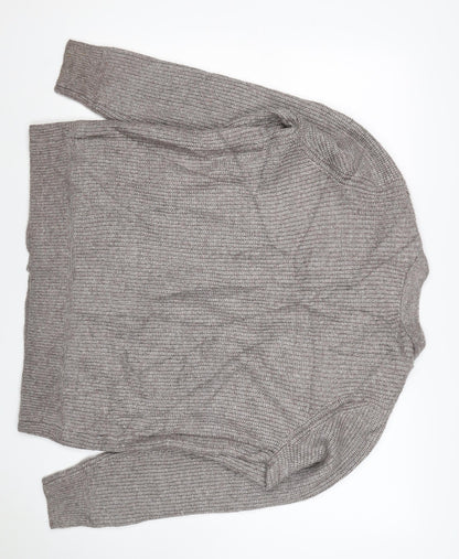 Marks and Spencer Women Beige M Alpaca Blend Open Knit Cardigan