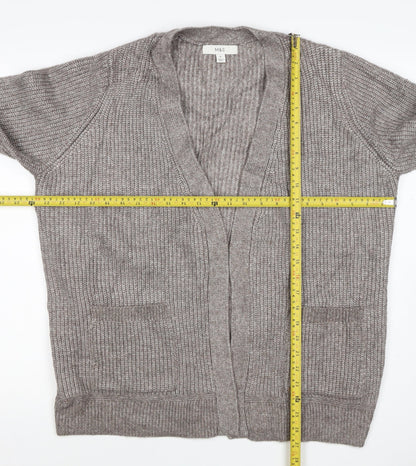 Marks and Spencer Women Beige M Alpaca Blend Open Knit Cardigan