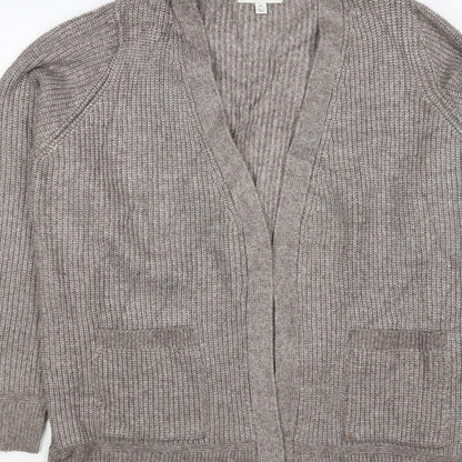 Marks and Spencer Women Beige M Alpaca Blend Open Knit Cardigan