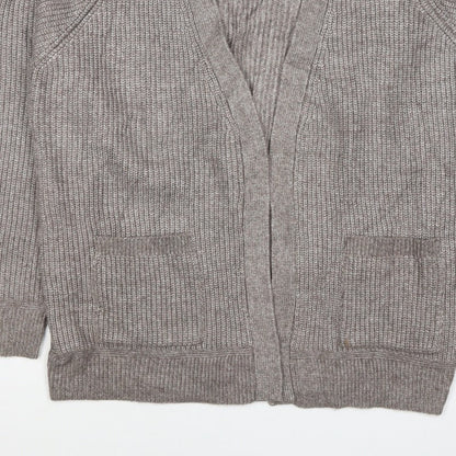 Marks and Spencer Women Beige M Alpaca Blend Open Knit Cardigan