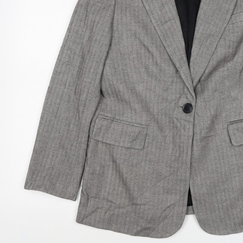 Marks and Spencer Women Grey Herringbone Blazer Jacket UK 10 Business