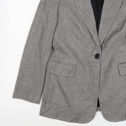 Marks and Spencer Women Grey Herringbone Blazer Jacket UK 10 Business