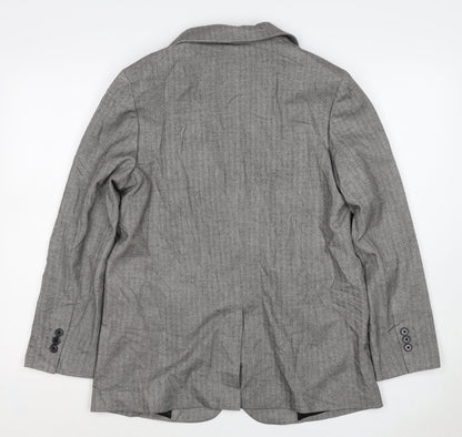 Marks and Spencer Women Grey Herringbone Blazer Jacket UK 10 Business