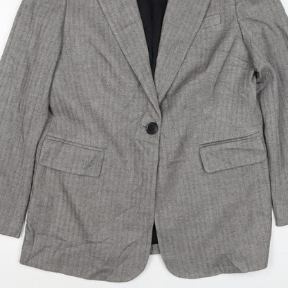 Marks and Spencer Women Grey Herringbone Blazer Jacket UK 10 Business