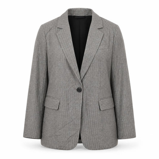 Marks and Spencer Women Grey Herringbone Blazer Jacket UK 10 Business