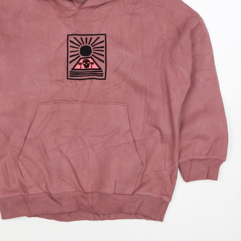 M&S Girls Pink 7-8 Years Pullover Hoodie Graphic Print Pocket