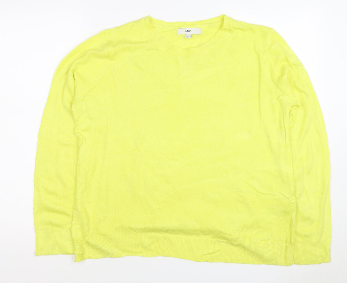 Marks and Spencer Women Yellow Size 16 Crew Neck Lightweight Jumper