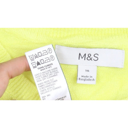 Marks and Spencer Women Yellow Size 16 Crew Neck Lightweight Jumper