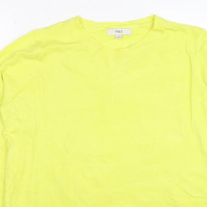 Marks and Spencer Women Yellow Size 16 Crew Neck Lightweight Jumper