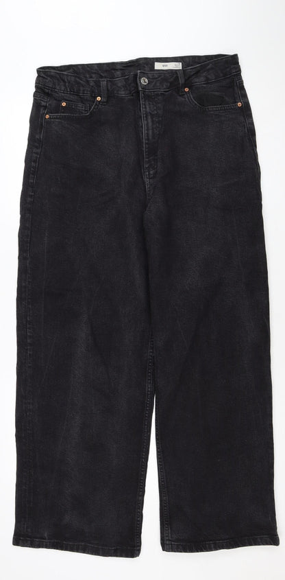 Marks & Spencer Women Black Wide-Leg Jeans UK 18 Regular Stretch