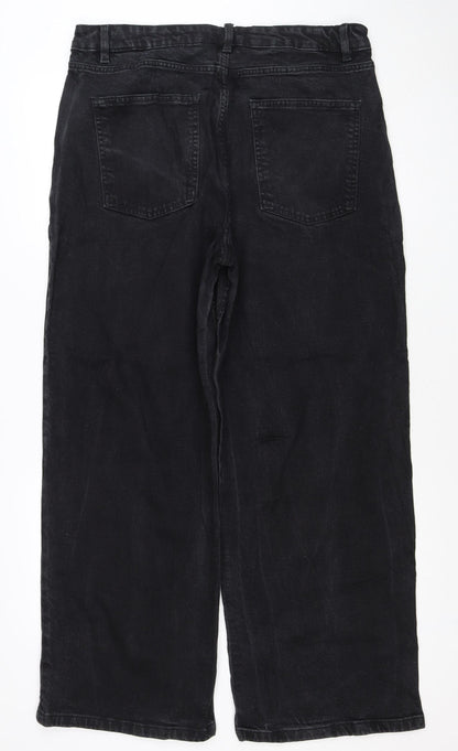 Marks & Spencer Women Black Wide-Leg Jeans UK 18 Regular Stretch