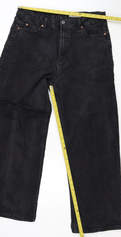 Marks & Spencer Women Black Wide-Leg Jeans UK 18 Regular Stretch