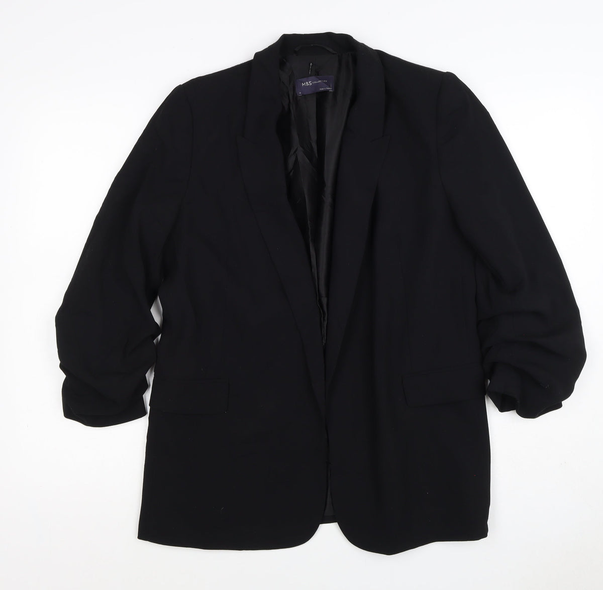 M&S Collection Women’s Black UK 12 Long Lined Notch Lapel Blazer