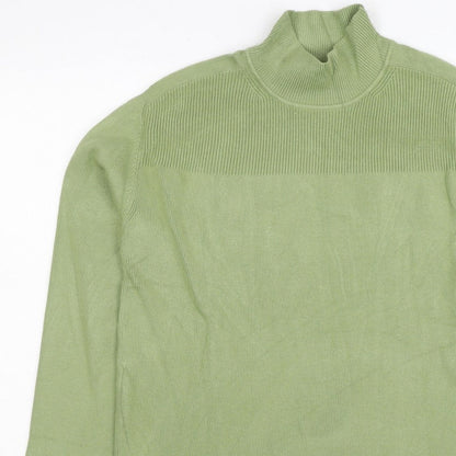 Marks and Spencer Women Green XS Roll Neck Button Knit Jumper