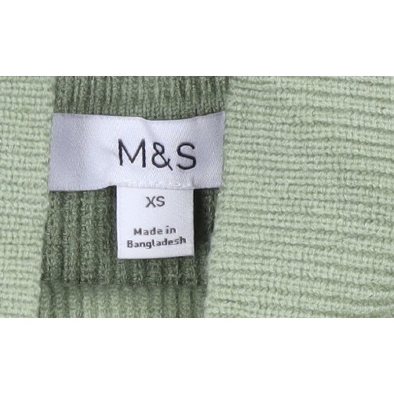 Marks and Spencer Women Green XS Roll Neck Button Knit Jumper