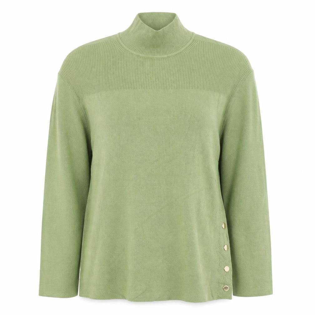 Marks and Spencer Women Green XS Roll Neck Button Knit Jumper