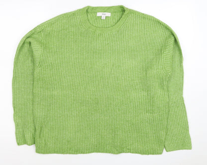 Marks and Spencer Women Green M Crew Neck Chunky Knit Jumper