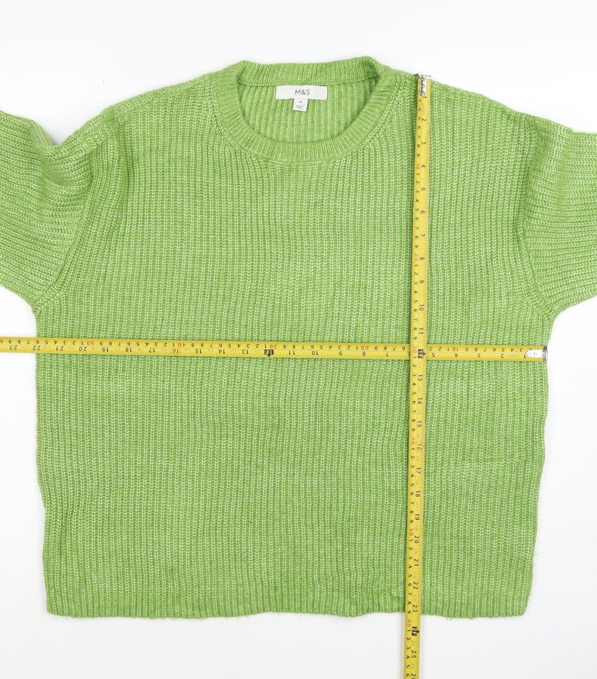 Marks and Spencer Women Green M Crew Neck Chunky Knit Jumper