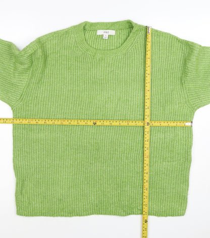 Marks and Spencer Women Green M Crew Neck Chunky Knit Jumper