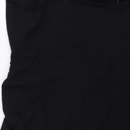 Zara Women Black L Midi Slip Dress Strappy Ruched Side Zip Party