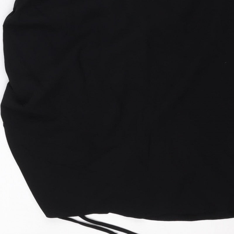 Zara Women Black L Midi Slip Dress Strappy Ruched Side Zip Party