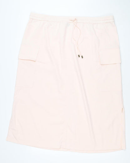 M&S Women Pink UK 22 Plus Cargo Long Drawstring Skirt