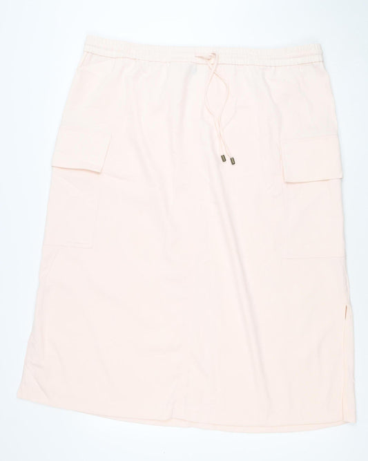 M&S Women Pink UK 22 Plus Cargo Long Drawstring Skirt