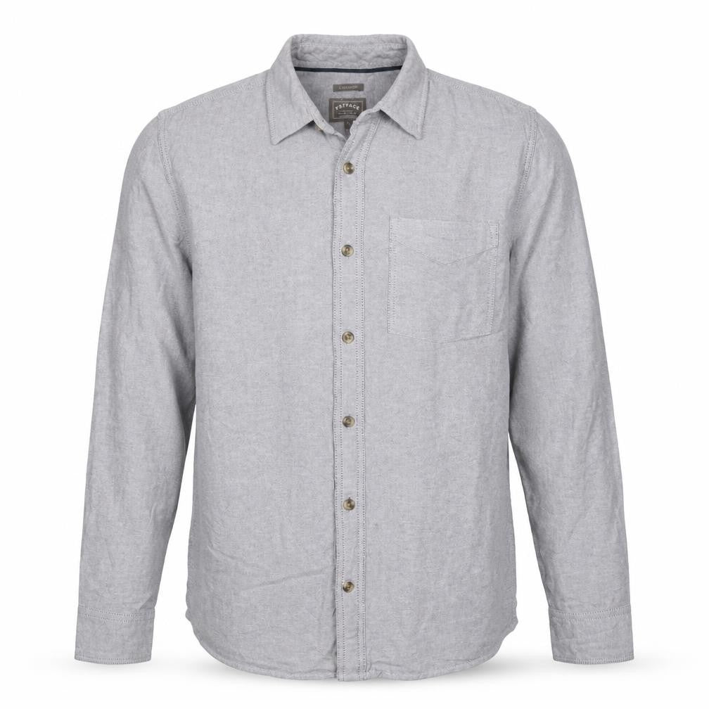 FatFace Men's Grey M Classic Fit Linen Cotton Chambray Button-Up Shirt