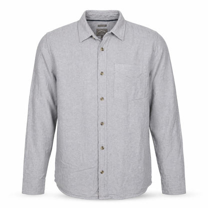 FatFace Men's Grey M Classic Fit Linen Cotton Chambray Button-Up Shirt