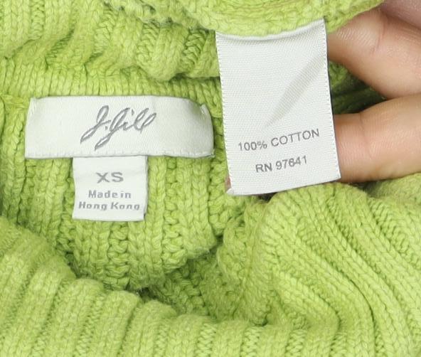 Lala Women’s Green XS Rib Knit Mock Neck Button Shoulder Jumper
