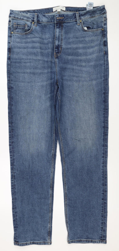 Marks and Spencer Women Blue UK 18 Long Sienna Supersoft Straight Jeans