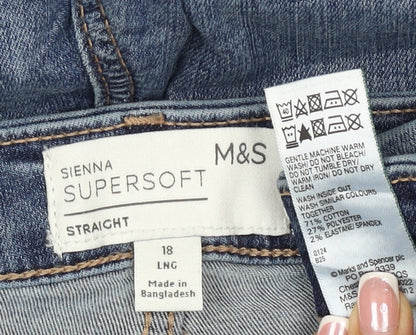 Marks and Spencer Women Blue UK 18 Long Sienna Supersoft Straight Jeans