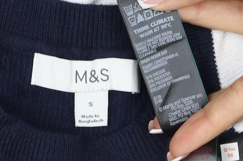 M&S Women Navy Ivory Stripe Crew Neck Button Shoulder Jumper Size S