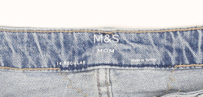Marks & Spencer Women's Blue UK 14 Regular Mom High Rise Jeans