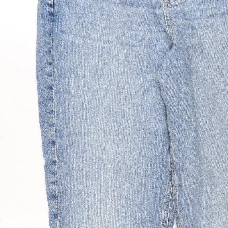 Marks & Spencer Women's Blue UK 14 Regular Mom High Rise Jeans