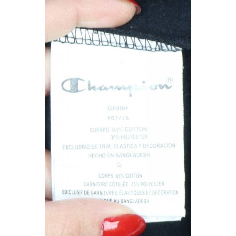 Champion Men's Black Large Pullover Hoodie Logo Graphic Pockets