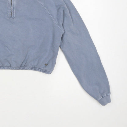 Pull&Bear Women Blue S 1/4 Zip High Neck Raglan Sweatshirt