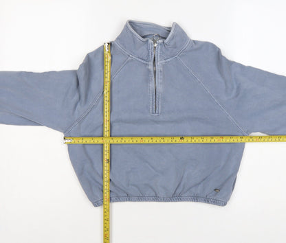 Pull&Bear Women Blue S 1/4 Zip High Neck Raglan Sweatshirt