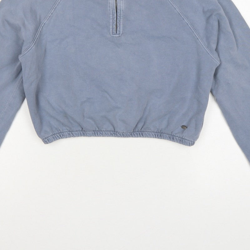 Pull&Bear Women Blue S 1/4 Zip High Neck Raglan Sweatshirt