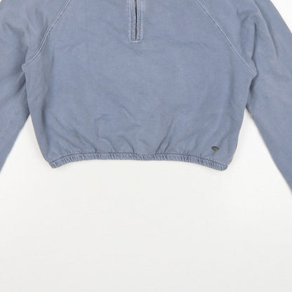 Pull&Bear Women Blue S 1/4 Zip High Neck Raglan Sweatshirt