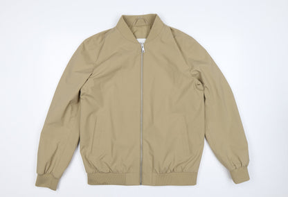Marks and Spencer Men Beige Small Bomber Jacket Full Zip Lined